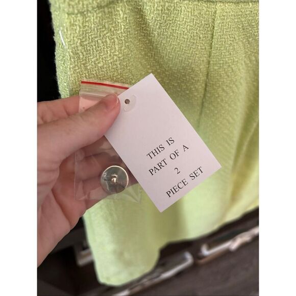 NWT Taylor Lime Green Tweed 2 Piece Mini Skirt & Top Set Size 6 - Picture 4 of 9